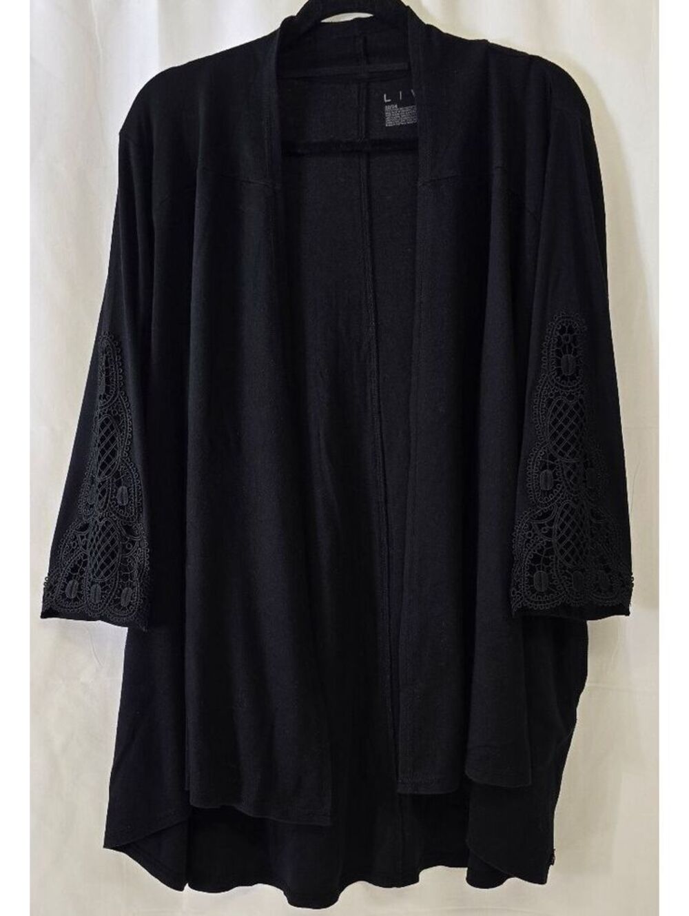 LIVI Lane Bryant Plus Size 22/24 Black Lace Sleeve Open Front Cardigan